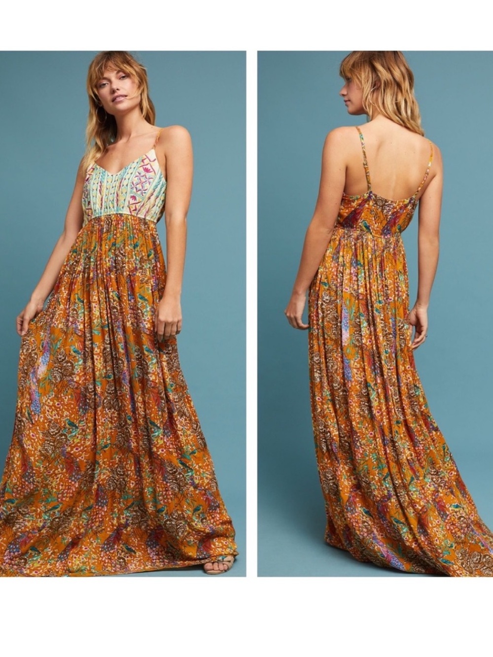 Athropologie Raga Parkland Maxi Dress Boho Sz XS